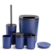 GERUIKE Bathroom Accessories Set 6 Piece Plastic Includes Soap Dispenser,Trash Can,Soap Dish,Toil...