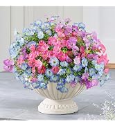 AmberFun 12PCS Artificial Flowers for Outdoor Decorations, Realistic Faux Silk Petunia Flowers fo...