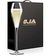 Champagne Flutes Glasses Set of 2, Hand Blown Crystal Wedding Flutes Glass, Ideal for Weddings, A...