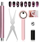 Plman 5PCS Cat Eye Magnet Set - Circle Nail Magnet with Handle for Cat Eye Gel Polish, 3-Second I...