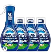 Dawn Powerwash Gain Original Dish Spray, Liquid Dish Soap 1 Starter Kit + 3 Refills, 64 Fl Oz