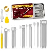 42 Pcs Large Eye Hand Sewing Needles, 6 Sizes Easy Threading Sharp Stainless Steel Sewing Needles...
