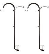 2 Pack Shepherds Hook Bird Feeder Poles, Weather-Resistant Plant and Bird Feeder Hanger with 2 Ho...