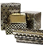 Gift Wrapping Paper Rolls Birthday Wrapping Paper Metallic Black and Gold Mini Roll , for Valenti...