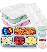 Caperci Bento Box Adult Lunchable Container - Reusable 3-Pack Snack Box Containers with 5-Compart...