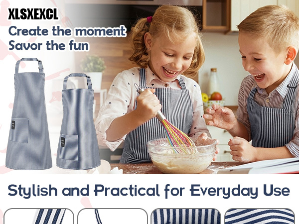 stripes kids apron