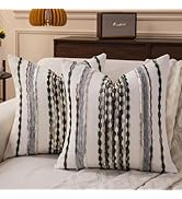 KOOLIFE Boho Striped Throw Pillow Covers 18x18 Inch Set of 2 Farmhouse Square Decorative Pillow C...