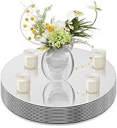 Cheardia 12 Pack Round Mirror Candle Plate Set - 12 Inch Mirror Centerpieces for Tables Circle Gl...