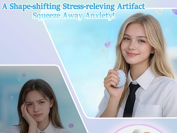 Crunchy Squishy Stress Ball, Shape-Shifting Moldable Sand Squishy for Student Anxiety Relief