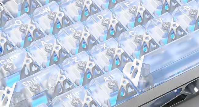 Honeycomb Clear Keycaps, Black Shine Through Keycaps, Jelly Keycap Transparent keyboard Cap