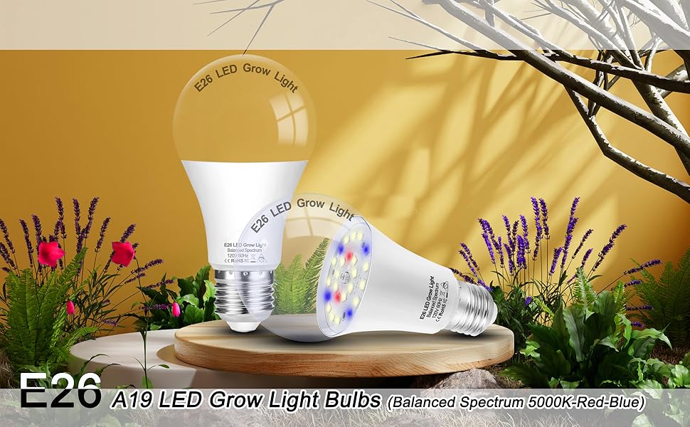 E26 A19 LED Plant Grow Light Bulbs