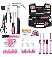 132 Piece Pink Tool Set, Womens Tool Kit for House, All Purpose Tool Kit for Home & Women, Small ...