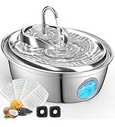 ORSDA Cat Water Fountain Stainless Steel, Cat Fountains for Drinking, 67oz/2L Automatic Pet Fount...