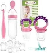 WAJIAYON Baby Fruit Feeder Pacifier - 12 Pack | 2 Baby Fruit Food Feeder Pacifier & 1 Baby Food D...