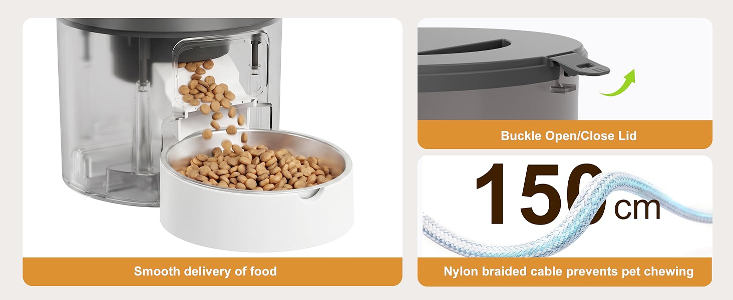 Automatic Cat Feeders, 4L Timed Cat Dry Food Dispenser Auto Pet Feeder Portion Control 9 Meals Day