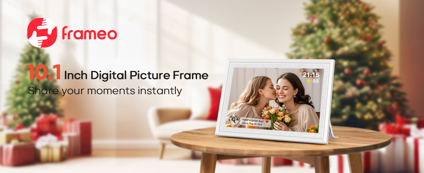 frameo digital picture photo video frame smart wifi HD IPS touch screen slideshow 32GB auto rotate