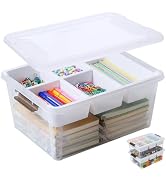 MACOPRO 17 QT Plastic Storage Box with Removable Tray Craft Organizers and Storage Clear Storage ...