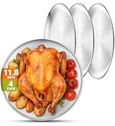 Offiper Stainless Steel Plates, 4 Pack 11.8 inch Large 201 Metal Food Serving Plate Set, Reusable...