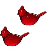 SelHeng 2Pcs Red Acrylic Cardinal Figurine Home Decor Glass Bird Statue for Illuminated Home Disp...