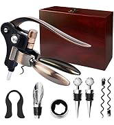 QONYFONE Wine Opener, Rabbit Corkscrew with Elegant Wooden Box, Premium 9-Piece Set, Includes Win...