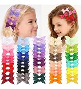XIMA Mini Hair Bows Clip for Baby Girls,2.7inch 30colors Grosgrain Ribbon Kont Bows Toddler Hair ...