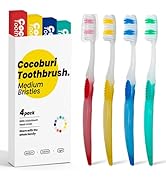 COCOBURI Adult Toothbrushes with Covers Caps-Individually Wrapped-Premium Medium Bristles-Deep Cl...