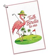 Gkodw Talk Birdie to Me Golf Towel with Clip, Funny Golf Bag Accessories, Flamingo Golfing Access...