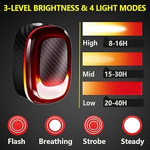 bike bicycle alarm tail rear back led light super high lumen bright srobe flash flashing safety red