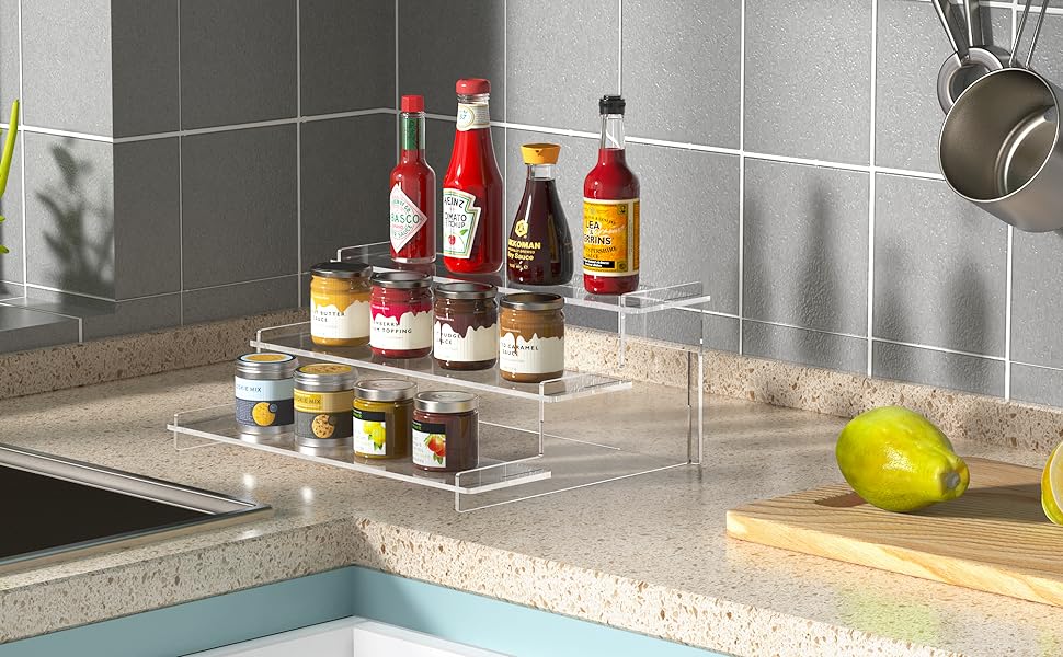 acrylic riser cupcake stand skincare collection shelf display tier clear shelves cake perfume