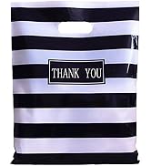 Thank You Merchandise Bags,Daarcin 20pcs 12x16in Black and White Stripes Die Cut Plastic Shopping...