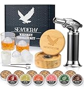 Bourbon Whiskey Smoker Kit with Torch - Old Fashioned Cocktail Smoker Kit with 2 Whiskey Glasses,...