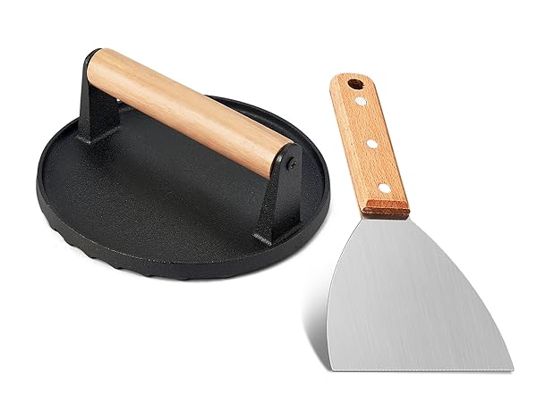 cast Iron Griddle press & Griddle Scraper