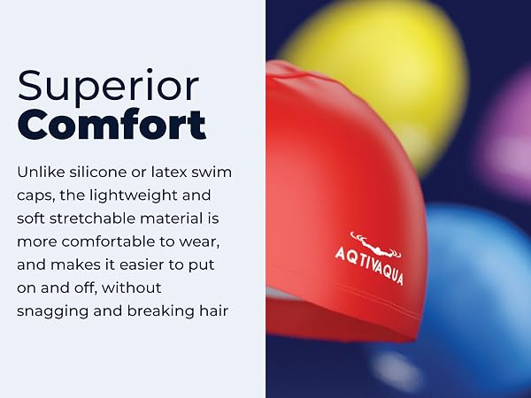 AqtivAqua Spandex Swimming Cap with Protective Layer // Swim Cap for Men Women