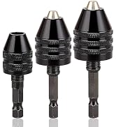 Resze Keyless Drill Chuck Adapter - 3Pcs Drill Chuck for Impact Driver, 1/4” Hex Shank Chuck Conv...