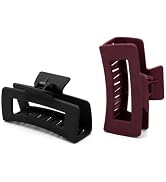 SLINKKO Hair Claw Clips for Women, 4 Inch, 2 Pack, Black/Burgundy | Large Size, Strong Hold Matte...