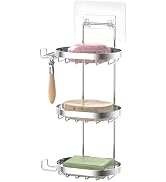 MASADI 3 Tier Soap Dish Holder, Wall Mounted Soap Tray with Drainage, Shampoo Bar Caddy for Showe...