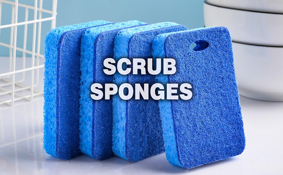 Compressed Cellulose Sponges Non-Scratch Natural Sponge Cleaning Scrub Sponge
