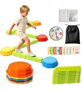 15PCS Balance Beam Stepping Stones for Kids, Non-Slip Obstacle Course Sensory Montessori Toys wit...