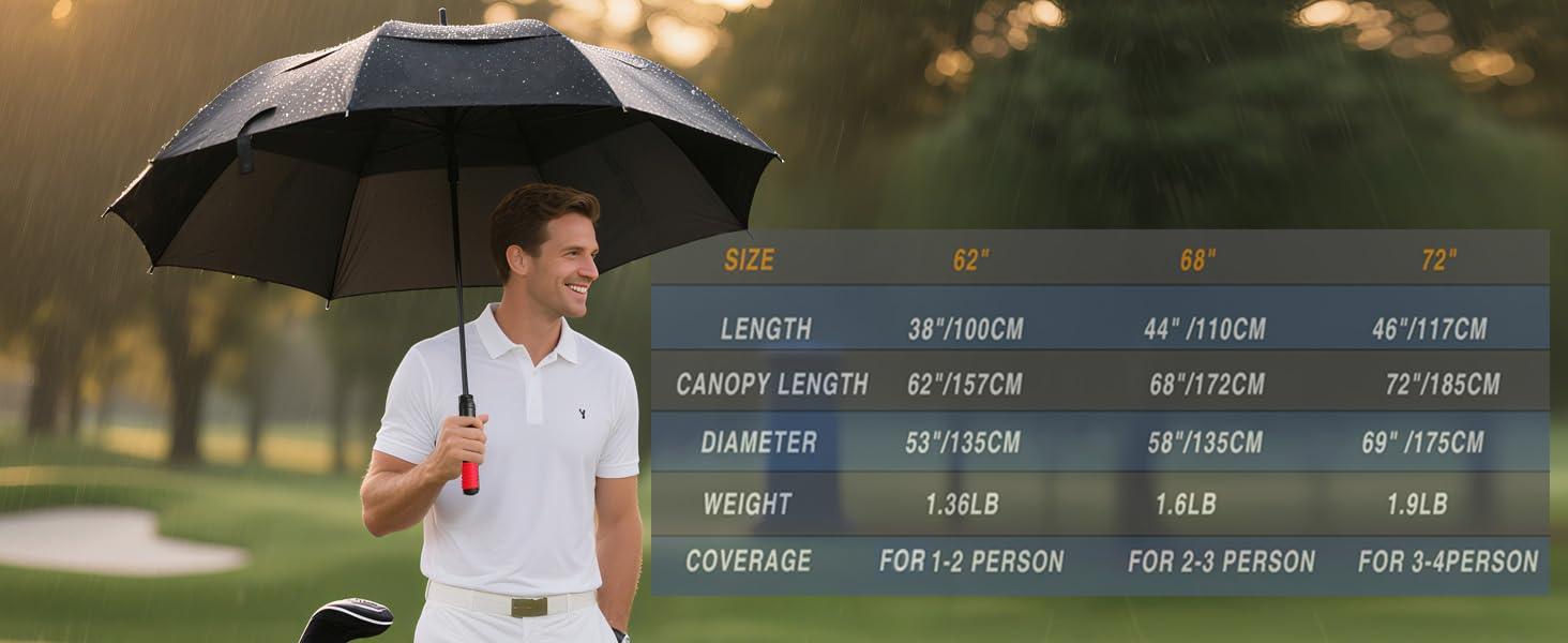 Double Canopy Vented Windproof Golf Umbrella