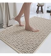 QiCaiJia Bathroom Rugs Mat 16x24, Extra Soft Absorbent Chenille Bath Rug, Non Slip PVC Backing Wa...
