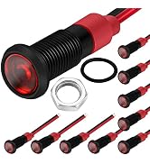 DaierTek 1/4" 12 Volt LED Indicator Light 6mm 12V Red Pilot Lamp IP67 Waterproof Aluminum Metal M...