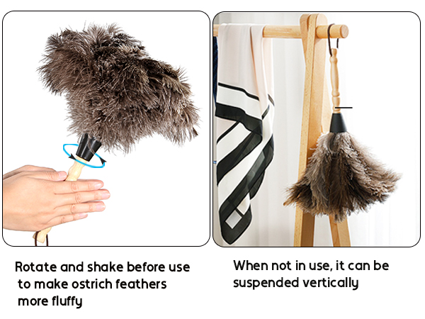 Rotate and shake before use to make ostrich feathers more fluffy
