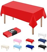 DaiUni 6PCS Red Plastic Disposable Table Cloths for Parties 54" x 108", Rectangle Party Tableclot...