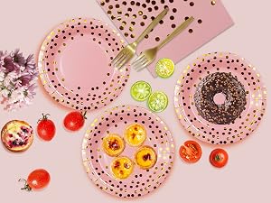pink and gold plates
