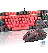 CHONCHOW Mechanical Gaming Keyboard and Mouse Combo, LED Backlit, Blue Switch, 87 Keys TKL, Hot S...