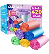 4 Gallon Trash Bags (420 Bags) Small Bathroom Garbage Bags Color Trash Can Liners 3 Gallon Super ...