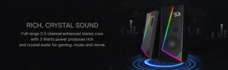 Redragon GS520 speaker with 3W stereo drivers for media use delivers rich crystal audio