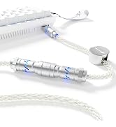 ATTACK SHARK C07 Custom Braided Aviator Cable with Light Up RGB-White | 5 Pin Aviation Connector,...