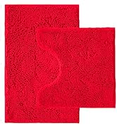 Bathroom Rugs Sets 2 Piece,Super Absorbent Chenille Bath Mats and U-Shaped Toilet Rug,Strong PVC ...