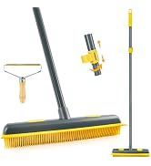 NEWE Rubber Pet Hair Removal Broom with Lint Fur Remover Tool, 57.5 inches Long Handle Silicone C...